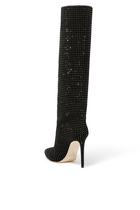 Holly 105 Crystal-Embellished Suede Knee Boots